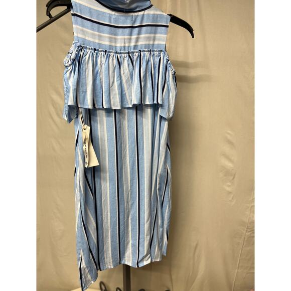 Maddie Blue Linen Striped Dress - Picture 2 of 2